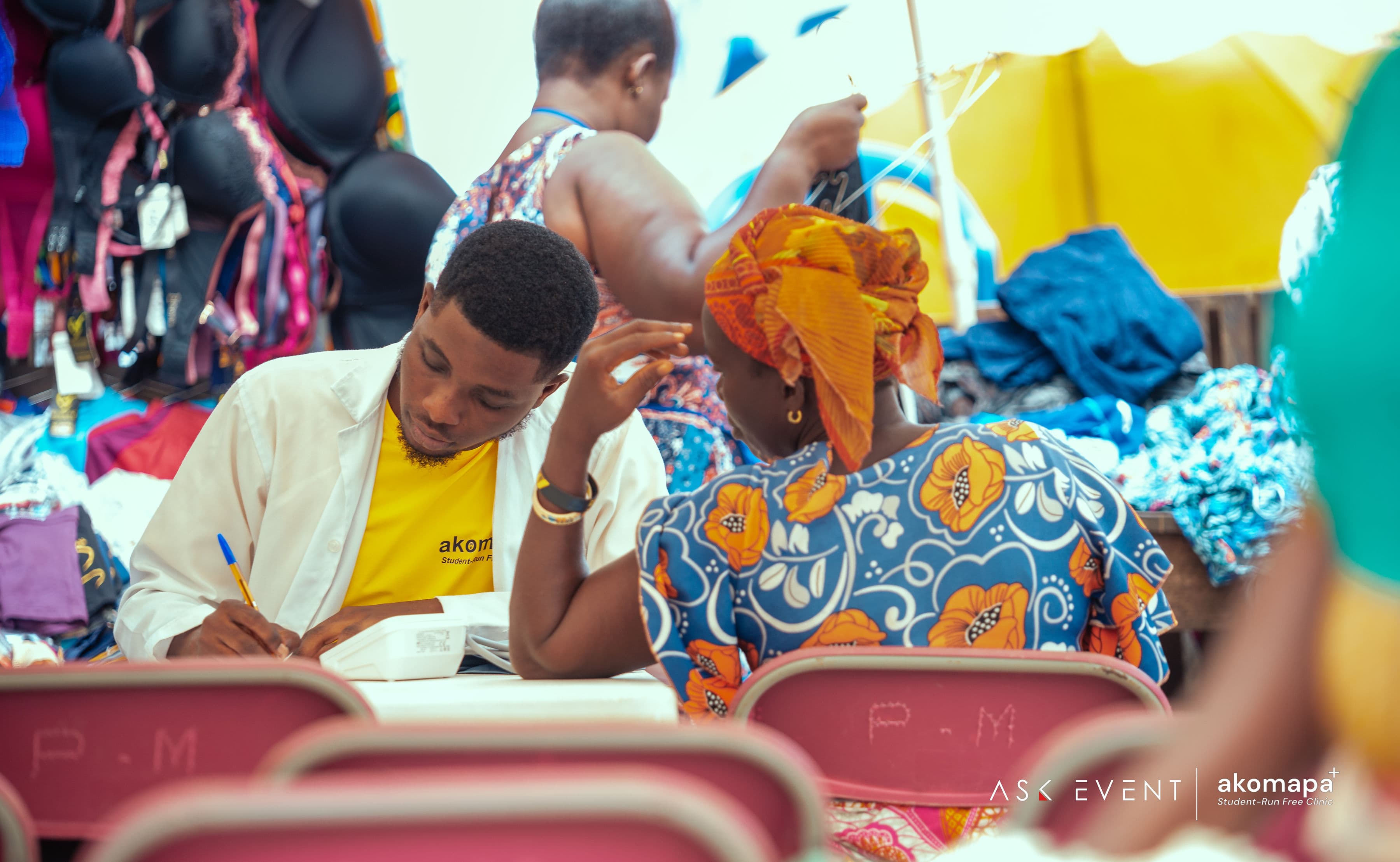 Akomapa medical student documenting a patient encounter